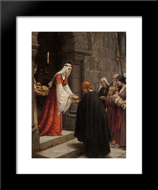 The Charity Of Saint Elizabeth Of Hungary 20x24 Black Modern Wood Framed Art Print Poster by Leighton, Edmund Blair