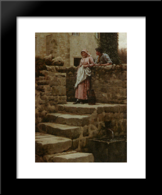 Sweethearts 20x24 Black Modern Wood Framed Art Print Poster by Leighton, Edmund Blair