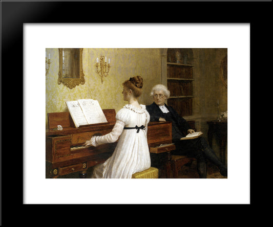 The Piano Lesson 20x24 Black Modern Wood Framed Art Print Poster by Leighton, Edmund Blair