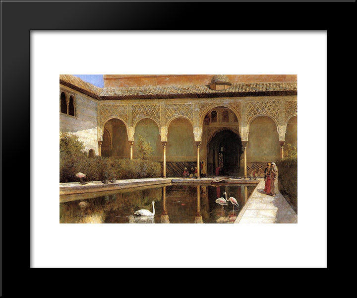 A Court In The Alhambra In The Time Of The Moors 20x24 Black Modern Wood Framed Art Print Poster by Weeks, Edwin Lord