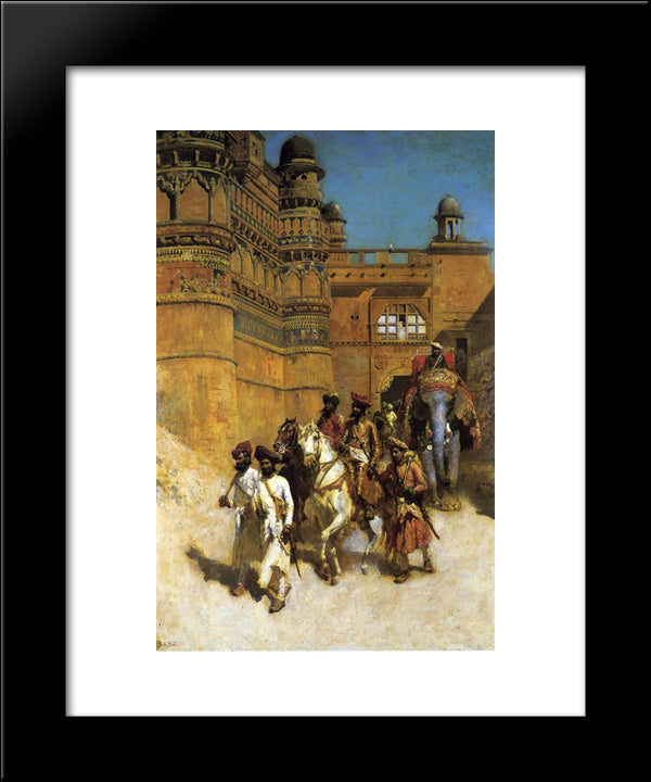 The Maharahaj Of Gwalior Before His Palace 20x24 Black Modern Wood Framed Art Print Poster by Weeks, Edwin Lord