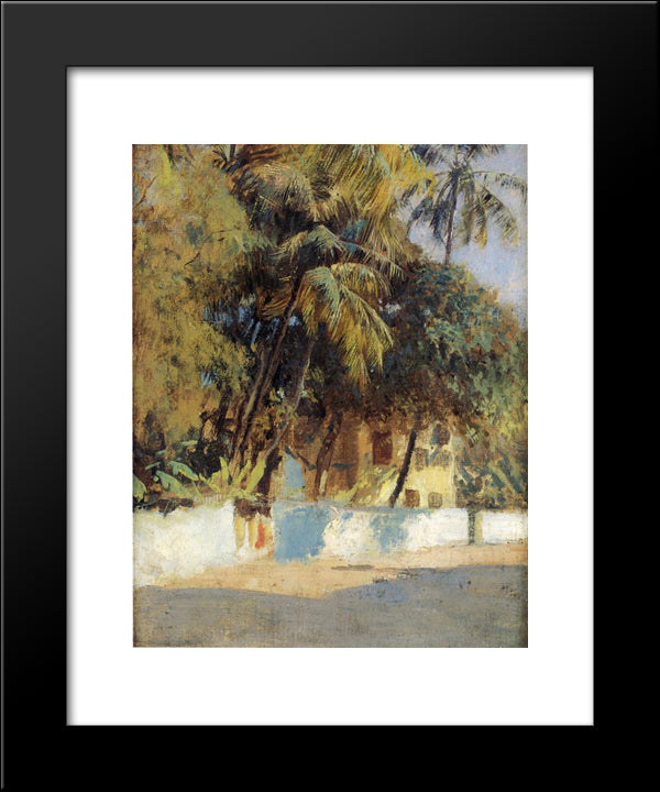 Street Scene, Bombay 20x24 Black Modern Wood Framed Art Print Poster by Weeks, Edwin Lord