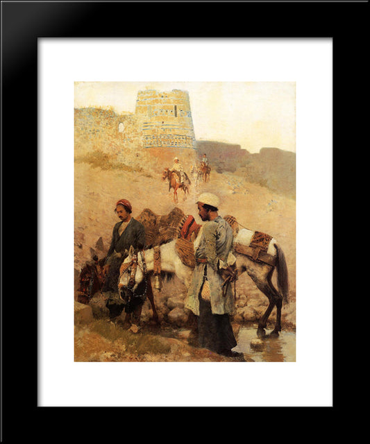 Traveling In Persia 20x24 Black Modern Wood Framed Art Print Poster by Weeks, Edwin Lord