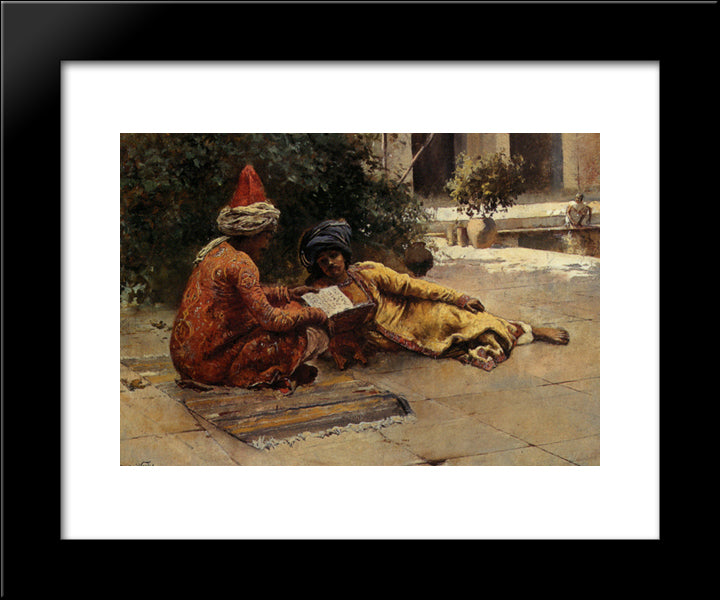 Two Arabs Reading 20x24 Black Modern Wood Framed Art Print Poster by Weeks, Edwin Lord