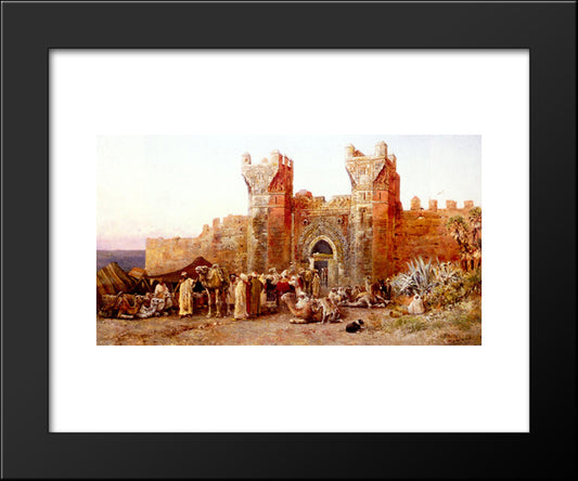 The Departure Of A Caravan From The Gate Of Shelah, Morocco 20x24 Black Modern Wood Framed Art Print Poster by Weeks, Edwin Lord