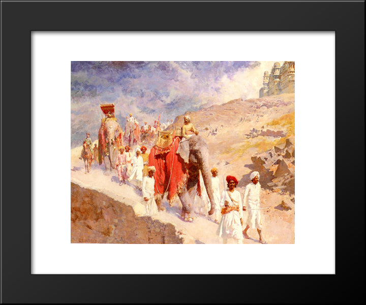 An Indian Hunting Party 20x24 Black Modern Wood Framed Art Print Poster by Weeks, Edwin Lord