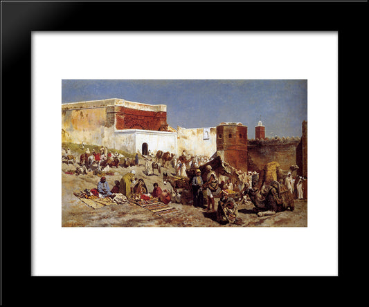 Moroccan Market 20x24 Black Modern Wood Framed Art Print Poster by Weeks, Edwin Lord