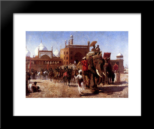 The Return Of The Imperial Court From The Great Nosque At Delhi, In The Reign Of Shah Jehan 20x24 Black Modern Wood Framed Art Print Poster by Weeks, Edwin Lord