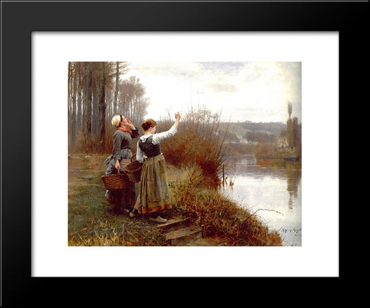 Hailing The Ferry 20x24 Black Modern Wood Framed Art Print Poster by Knight, Daniel Ridgway