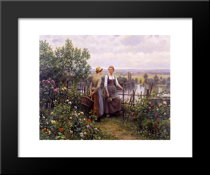 Maria And Madeleine On The Terrace 20x24 Black Modern Wood Framed Art Print Poster by Knight, Daniel Ridgway