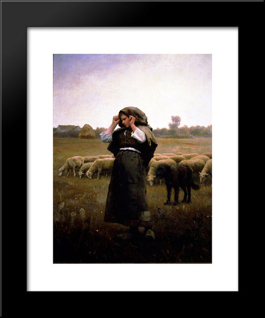 Shepherdess And Her Flock 20x24 Black Modern Wood Framed Art Print Poster by Knight, Daniel Ridgway