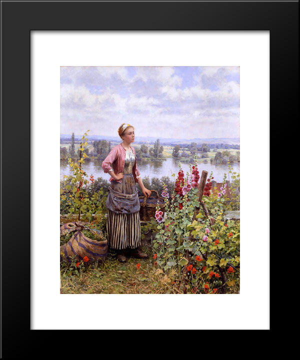 Maria On The Terrace With A Bundle Of Grass 20x24 Black Modern Wood Framed Art Print Poster by Knight, Daniel Ridgway