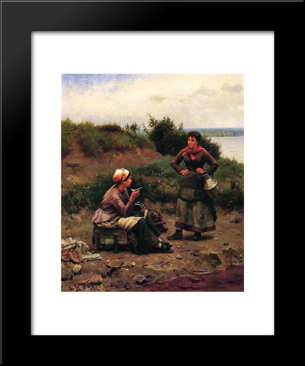 A Discussion Between Two Young Ladies 20x24 Black Modern Wood Framed Art Print Poster by Knight, Daniel Ridgway