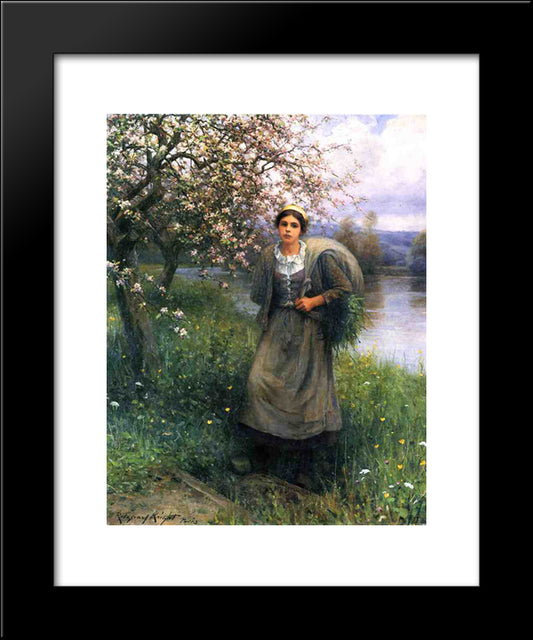 Apple Blossoms In Normandy 20x24 Black Modern Wood Framed Art Print Poster by Knight, Daniel Ridgway