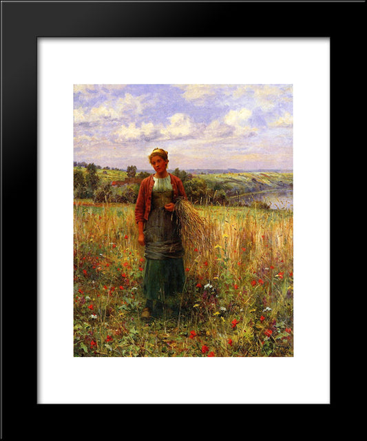 Gathering Wheat 20x24 Black Modern Wood Framed Art Print Poster by Knight, Daniel Ridgway