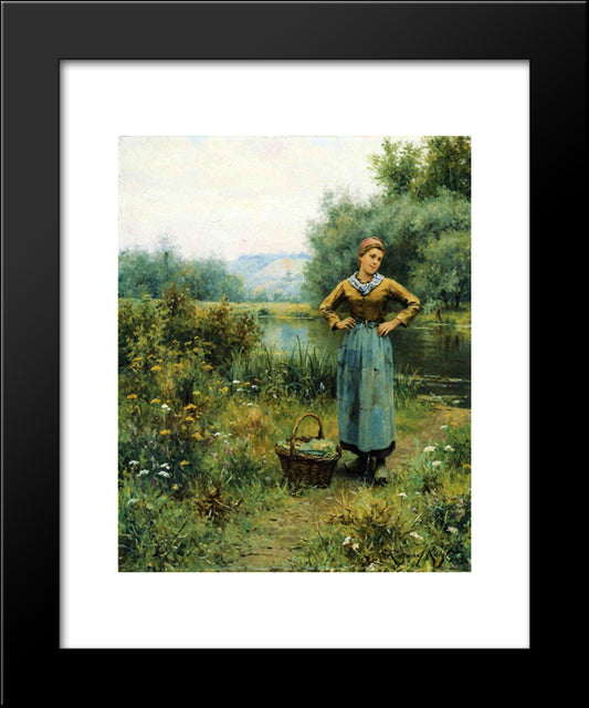 Girl In A Landscape 20x24 Black Modern Wood Framed Art Print Poster by Knight, Daniel Ridgway