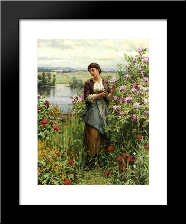 Julia Among The Roses 20x24 Black Modern Wood Framed Art Print Poster by Knight, Daniel Ridgway