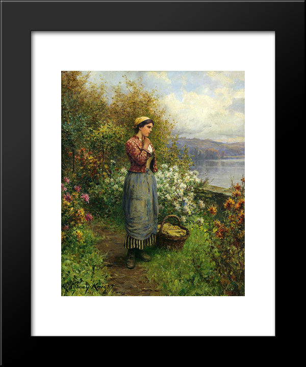 Julia On The Terrace 20x24 Black Modern Wood Framed Art Print Poster by Knight, Daniel Ridgway