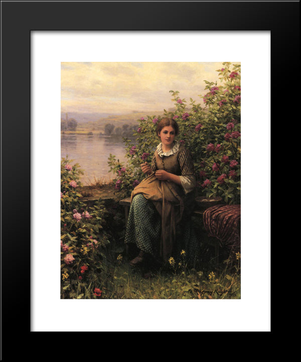 Mending 20x24 Black Modern Wood Framed Art Print Poster by Knight, Daniel Ridgway