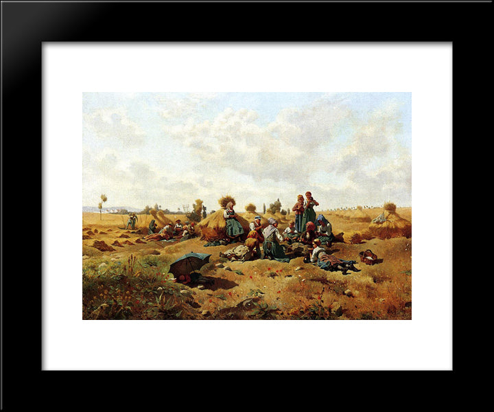 Resting Harvesters 20x24 Black Modern Wood Framed Art Print Poster by Knight, Daniel Ridgway