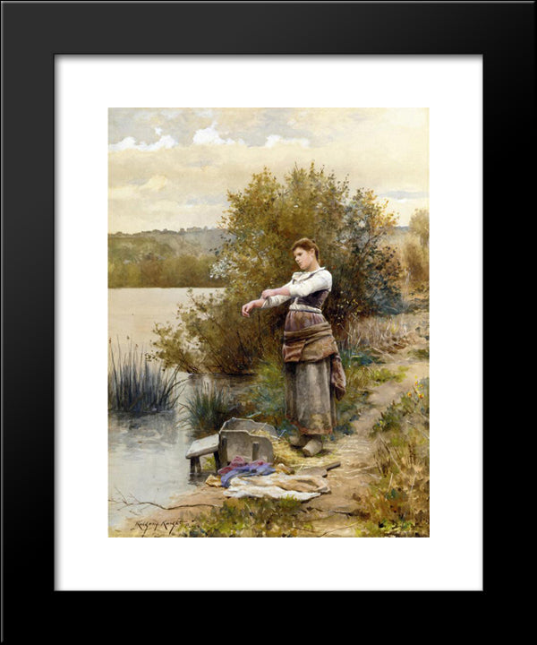 The Laundress 20x24 Black Modern Wood Framed Art Print Poster by Knight, Daniel Ridgway