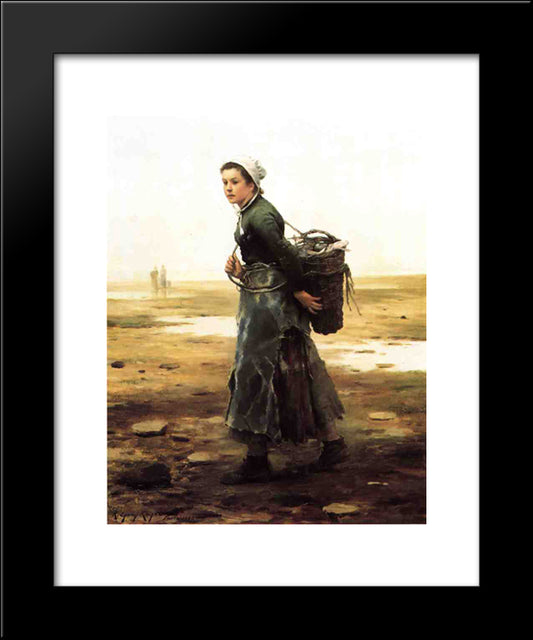 The Oyster Gatherer 20x24 Black Modern Wood Framed Art Print Poster by Knight, Daniel Ridgway