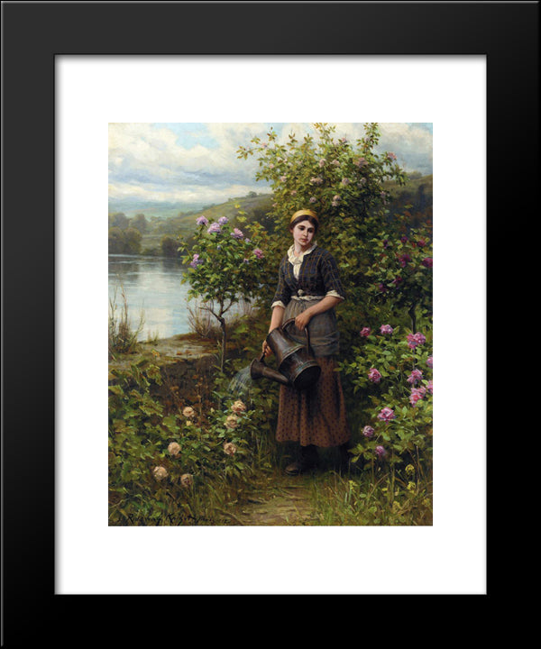 Watering The Garden 20x24 Black Modern Wood Framed Art Print Poster by Knight, Daniel Ridgway