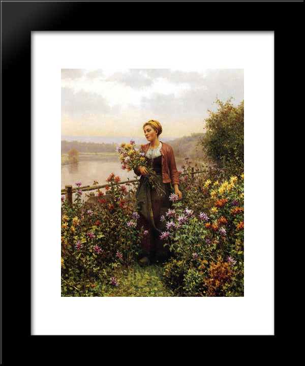 Woman In A Garden 20x24 Black Modern Wood Framed Art Print Poster by Knight, Daniel Ridgway