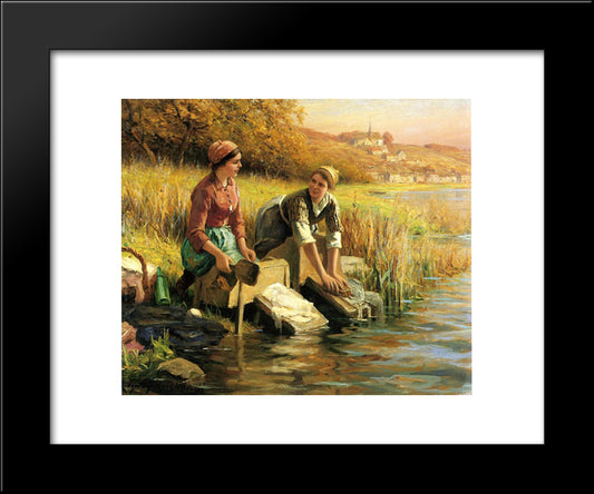 Women Washing Clothes By A Stream 20x24 Black Modern Wood Framed Art Print Poster by Knight, Daniel Ridgway