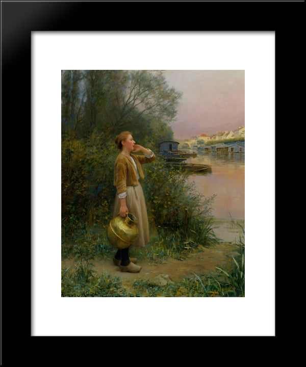 Girl With Water Jug 20x24 Black Modern Wood Framed Art Print Poster by Knight, Daniel Ridgway