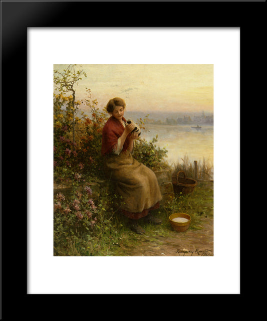 A New Puppy 20x24 Black Modern Wood Framed Art Print Poster by Knight, Daniel Ridgway