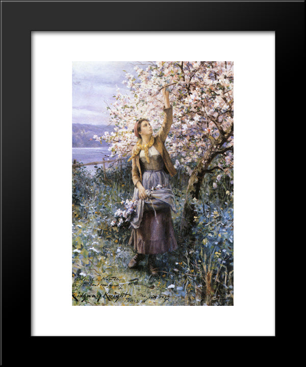 Gathering Apple Blossoms 20x24 Black Modern Wood Framed Art Print Poster by Knight, Daniel Ridgway