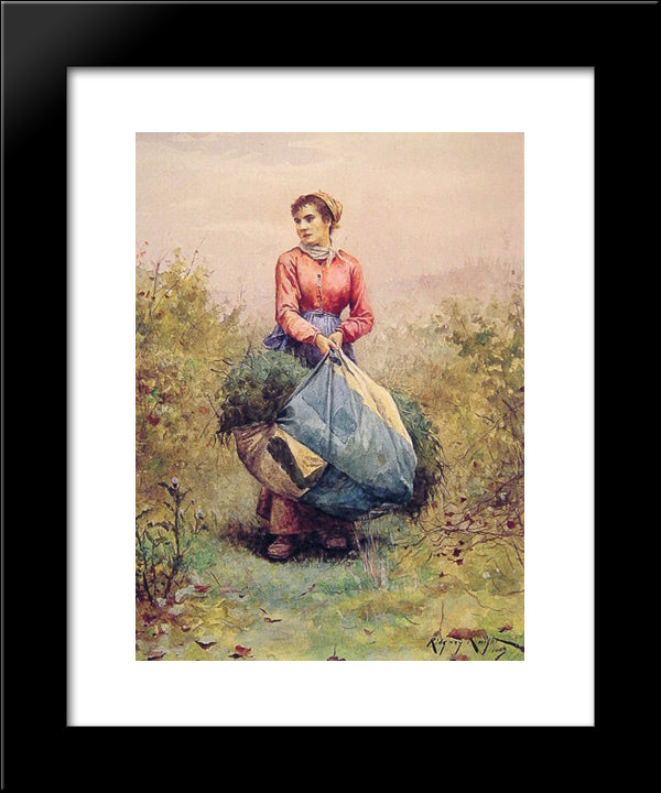 Gathering Leaves 20x24 Black Modern Wood Framed Art Print Poster by Knight, Daniel Ridgway