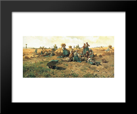 Peasants Lunching In A Field 20x24 Black Modern Wood Framed Art Print Poster by Knight, Daniel Ridgway