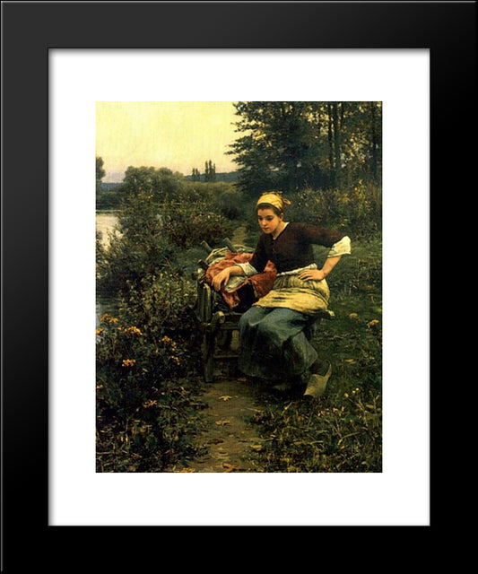 Woman In Landscape 20x24 Black Modern Wood Framed Art Print Poster by Knight, Daniel Ridgway