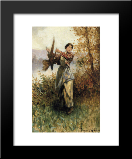 A Pheasant In Hand 20x24 Black Modern Wood Framed Art Print Poster by Knight, Daniel Ridgway