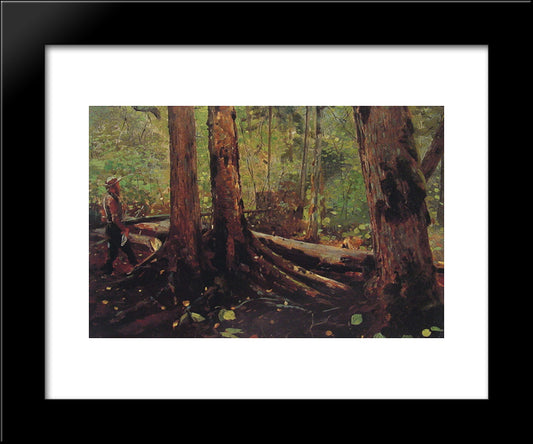 Woodchopper In The Adirondacks 20x24 Black Modern Wood Framed Art Print Poster by Homer, Winslow