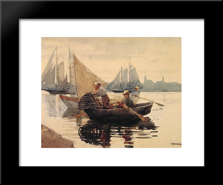 The Lobster Pot 20x24 Black Modern Wood Framed Art Print Poster by Homer, Winslow