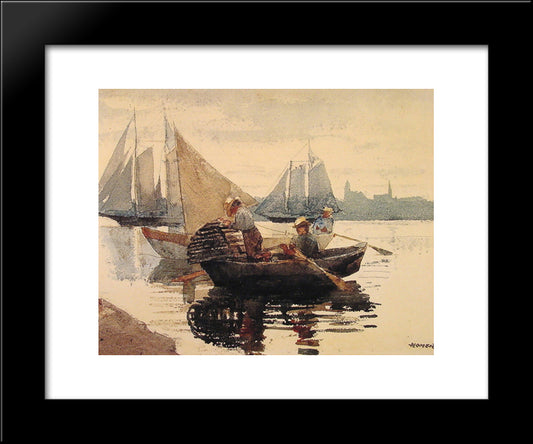 The Lobster Pot 20x24 Black Modern Wood Framed Art Print Poster by Homer, Winslow