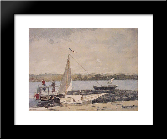 A Sloop At A Wharf, Gloucester 20x24 Black Modern Wood Framed Art Print Poster by Homer, Winslow