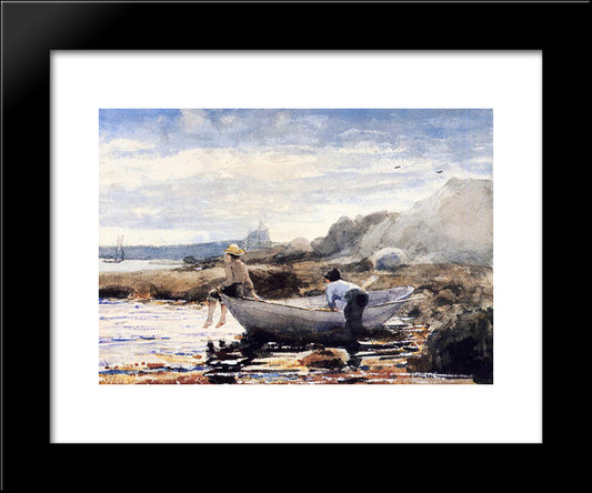 Boys In A Dory 20x24 Black Modern Wood Framed Art Print Poster by Homer, Winslow