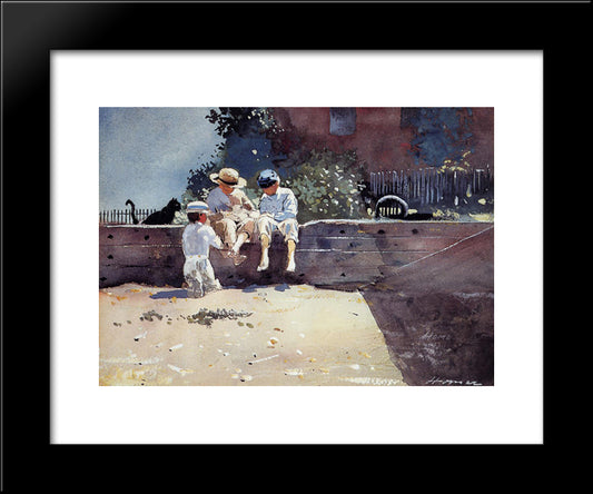 Boys And Kitten 20x24 Black Modern Wood Framed Art Print Poster by Homer, Winslow