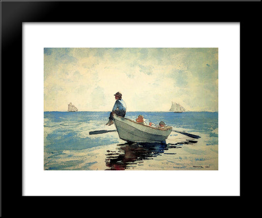 Boys In A Dory 20x24 Black Modern Wood Framed Art Print Poster by Homer, Winslow