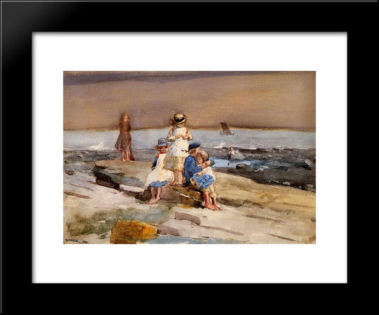 Children On The Beach 20x24 Black Modern Wood Framed Art Print Poster by Homer, Winslow