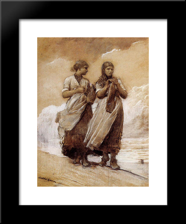 Fishergirls On Shore, Tynemouth 20x24 Black Modern Wood Framed Art Print Poster by Homer, Winslow