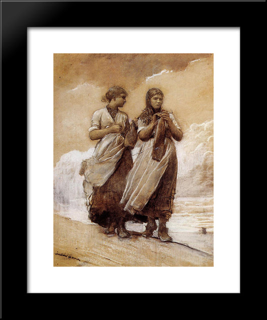 Fishergirls On Shore, Tynemouth 20x24 Black Modern Wood Framed Art Print Poster by Homer, Winslow