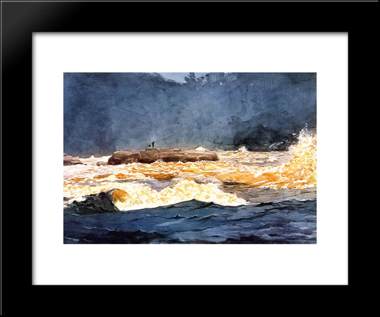 Fishing The Rapids, Saguenay 20x24 Black Modern Wood Framed Art Print Poster by Homer, Winslow