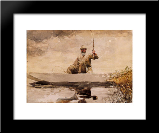 Fishing In The Adirondacks 20x24 Black Modern Wood Framed Art Print Poster by Homer, Winslow