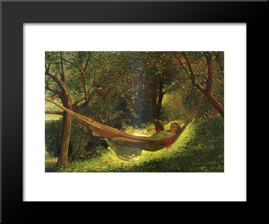 Girl In A Hammock 20x24 Black Modern Wood Framed Art Print Poster by Homer, Winslow