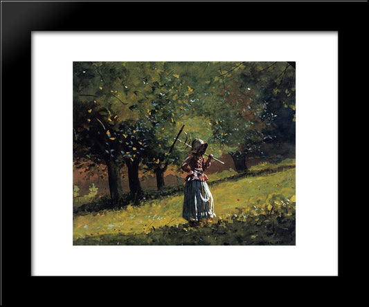 Girl With A Hay Rake 20x24 Black Modern Wood Framed Art Print Poster by Homer, Winslow
